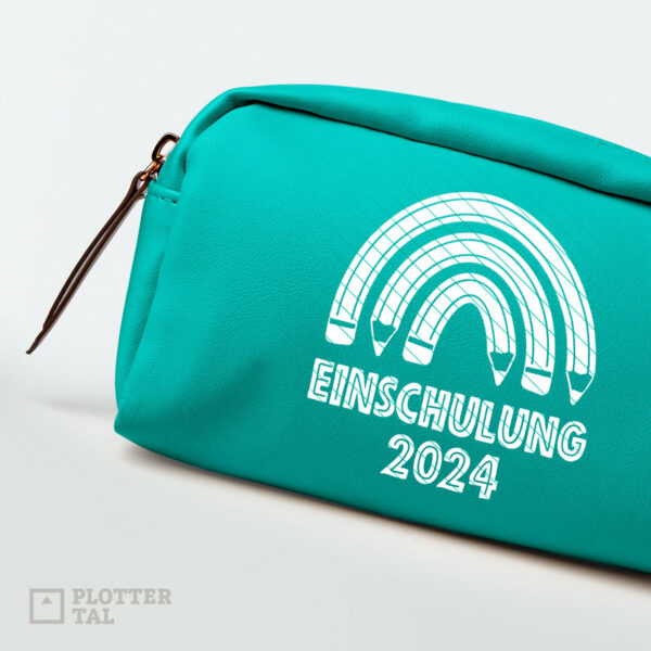 Plotterdatei zur Einschulung - Regenbogen Buntstifte Schulkind