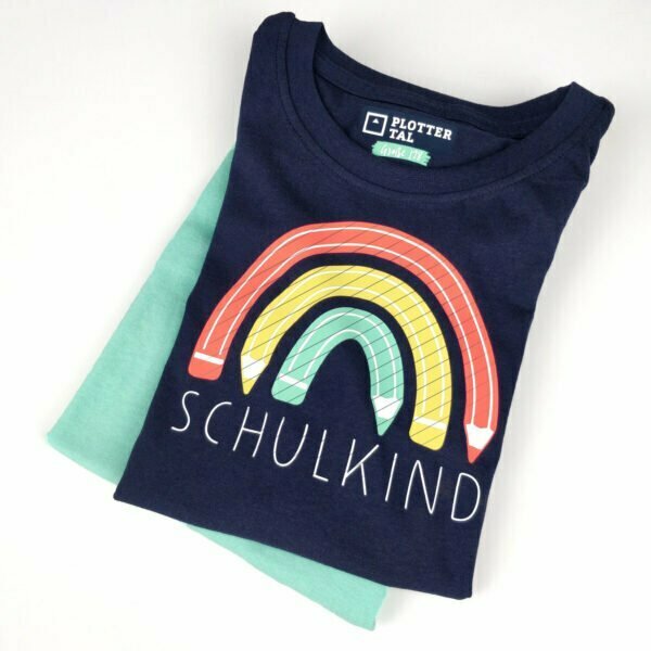 Plotterdatei Schulshirt Schulkind Regenbogen Buntstifte