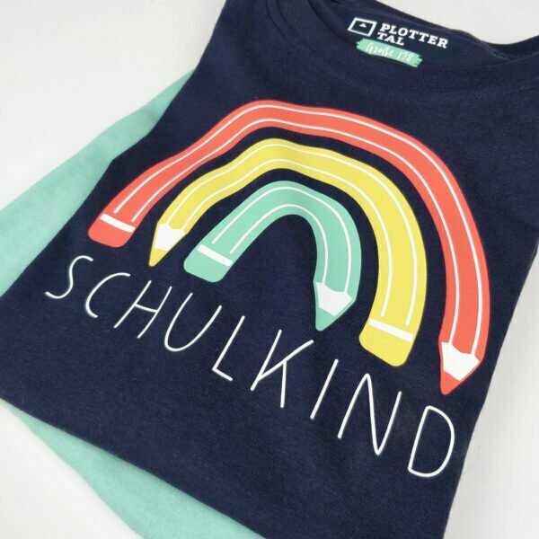 Plotterdatei Schulshirt Schulkind Regenbogen Buntstifte