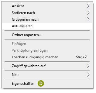 Menü: Ordnereigenschaften