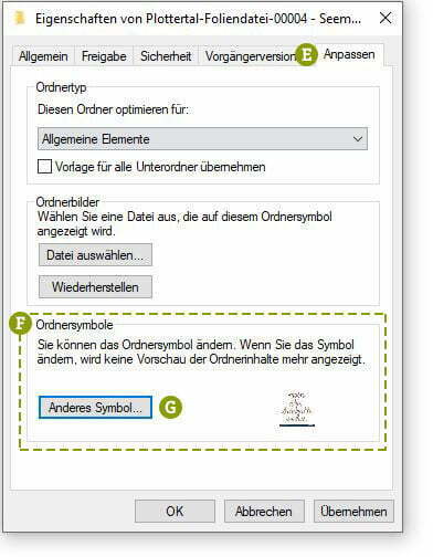 Fenster: Plotterdateien organisieren - Ordnerbild auswählen