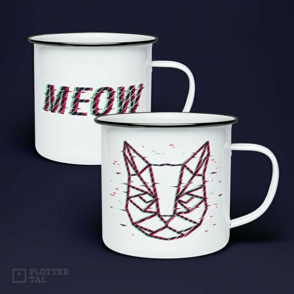 Plotterdatei Cyber Katze Meow Glitch - Tassen beplotten