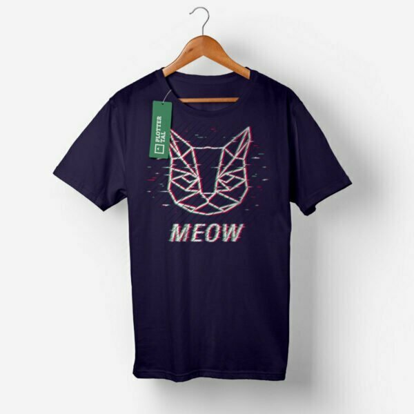 Plotterdatei Cyber Katze T-Shirt Meow Glitch Geometrie