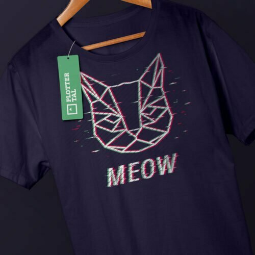 Plotterdatei Cyber Katze T-Shirt Meow Glitch Geometrie