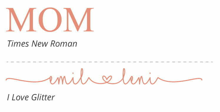 Mom Shirt  - Kostenlose Schriftarten - I Love Glitter - Times New Roman