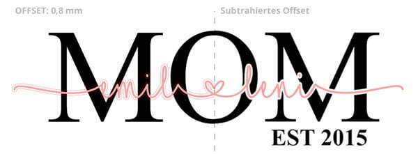 Mom Shirt plotten - Offset um Schrift  anlegen und subtrahieren