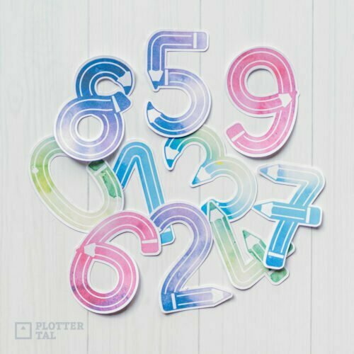 Plotterdatei Buntstift Zahlen Sticker
