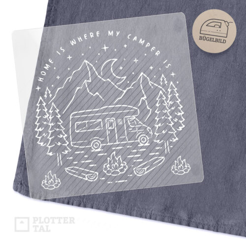 Bügelbild Wohnmobil Camper Camping weiß groß