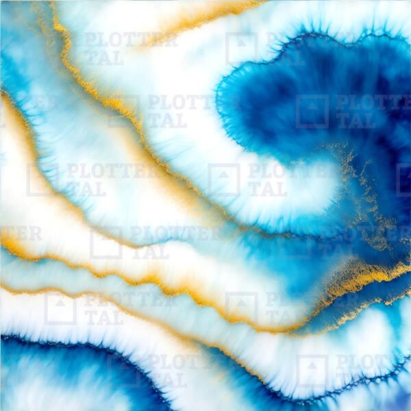 Digitales Papier Alcohol Ink Waterworld - Blau Gold - Digi Paper