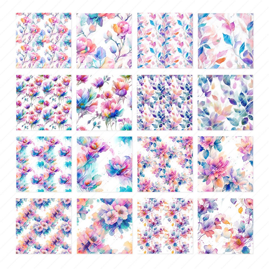 Digitales-Papier Aquarell Blumen V2 | Plottertal