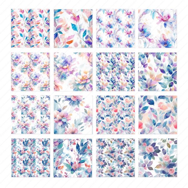 Digitales Papier Aquarell Blumen - Wasserfarbe - Digi Paper - Digital Paper
