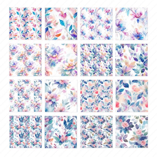 Digitales Papier Aquarell Blumen - Wasserfarbe - Digi Paper - Digital Paper