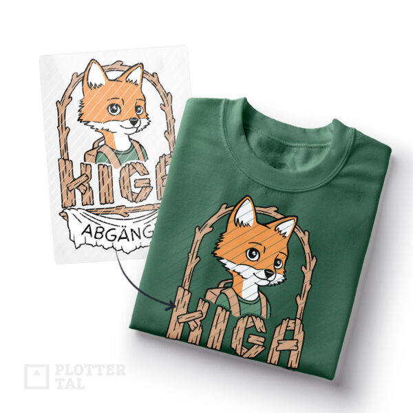 Bügelbild zur Einschulung "Kiga Abgänger" Fuchs Schulkind Shirt