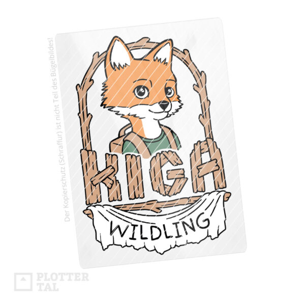 Bügelbild für Kindergarten-Kinder "Kiga Wildling" Fuchs Shirt