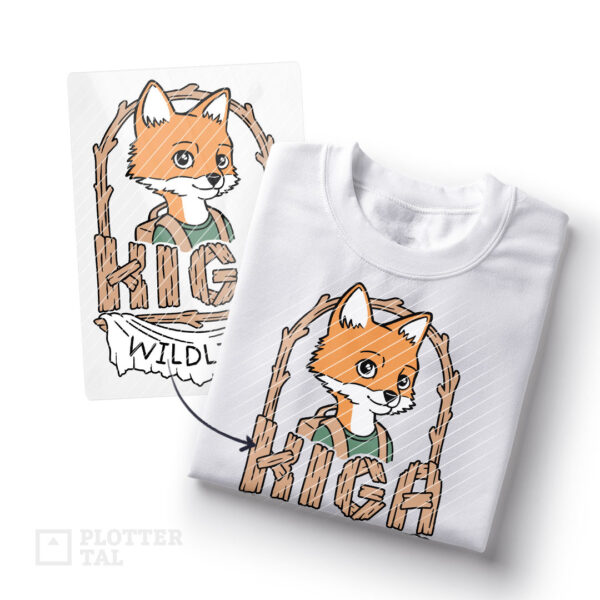 Bügelbild für Kindergarten-Kinder "Kiga Wildling" Fuchs Shirt