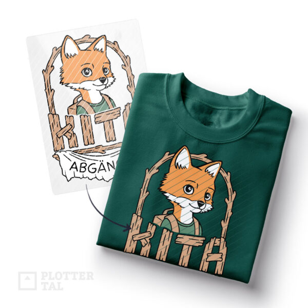 Bügelbild zur Einschulung "Kita Abgänger" Fuchs Schulkind Shirt