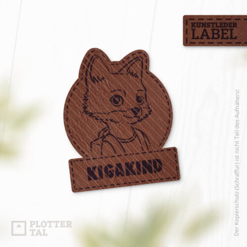 Kunstleder Label "Kigakind" für Kindergarten Kinder - Applikation