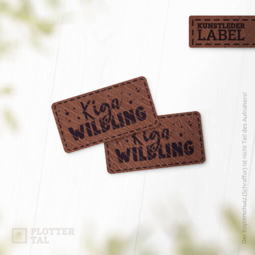 Kunstleder-Label "Kiga Wildling" - Kindergarten Kind Applikation in Eigenproduktion
