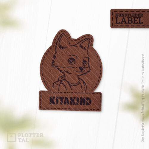 Kunstleder Label "Kitakind" für Kindergarten Kinder - Applikation
