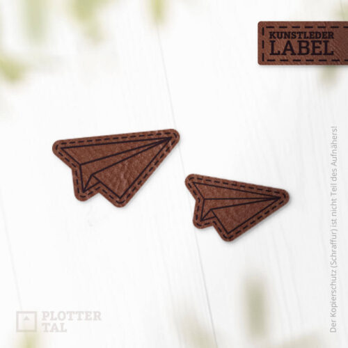Kunstleder Label Papierflieger zum Aufnähen, Applikation