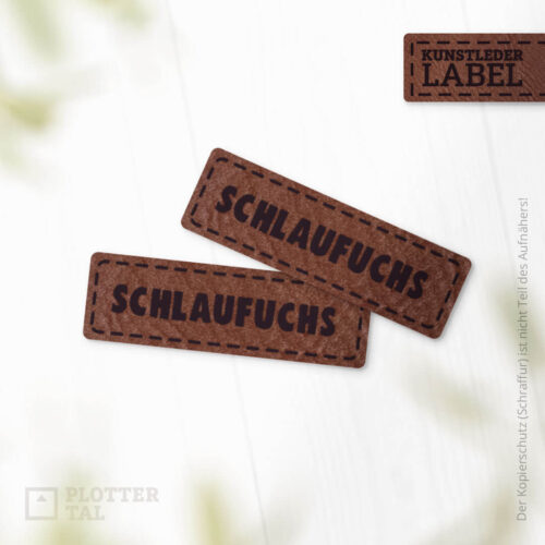Kunstleder Label "Schlaufuchs" für Kinder - Applikation Einschulung - Eigenproduktion