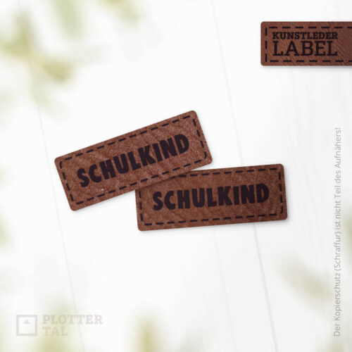 Kunstleder Label Schulkind- Applikation zur Einschulung