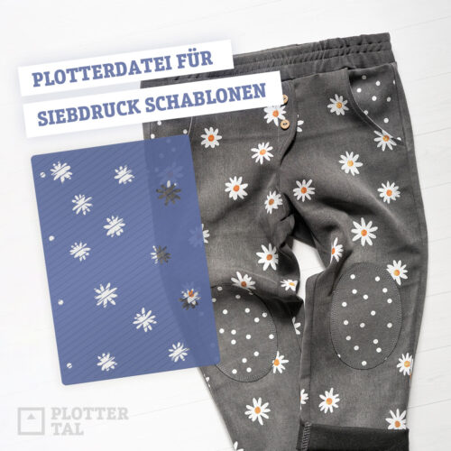 Plotterdatei Siebdruck-Schablone mit Gänseblümchen - Stoff selbst bedrucken